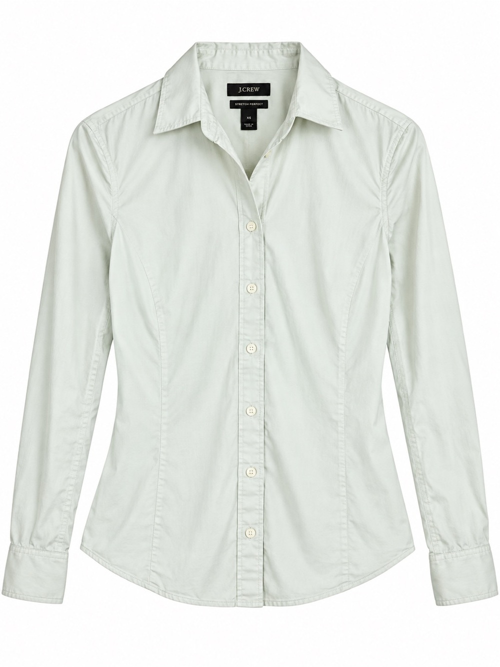 J.Crew Women’s XS Stretch Perfect Button Front Shirt Pale Sage Green